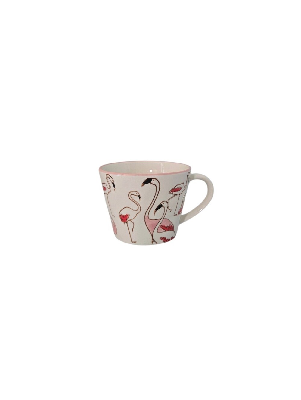 White and Pink Flamingo Ceramic Mug
